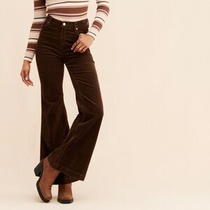 NWT Rolla's Eastcoast Flare Wide Leg Corduroy Pant In Brown Women's Size 26